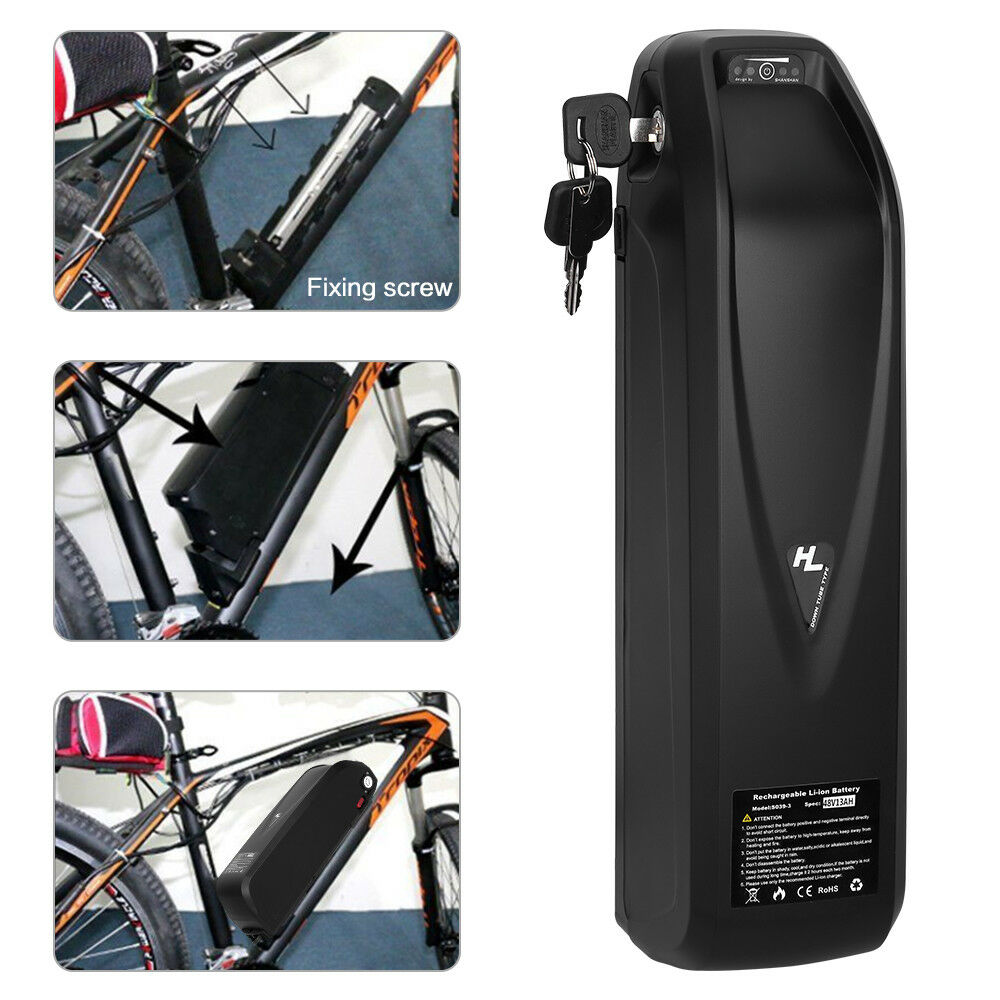 V Ah E Bike Battery Electric Bicycle Li Ion Pack Lockable W Usb