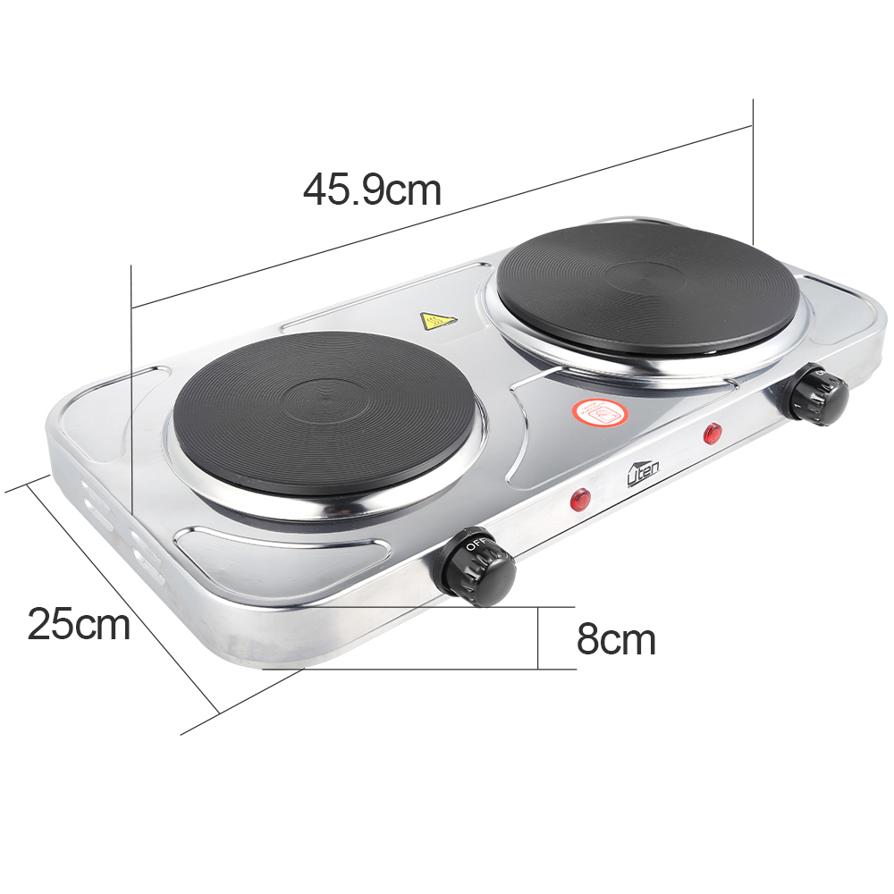 Double Ring Electric Hot Plate 2500W Portable Table Top Kitchen Cooker