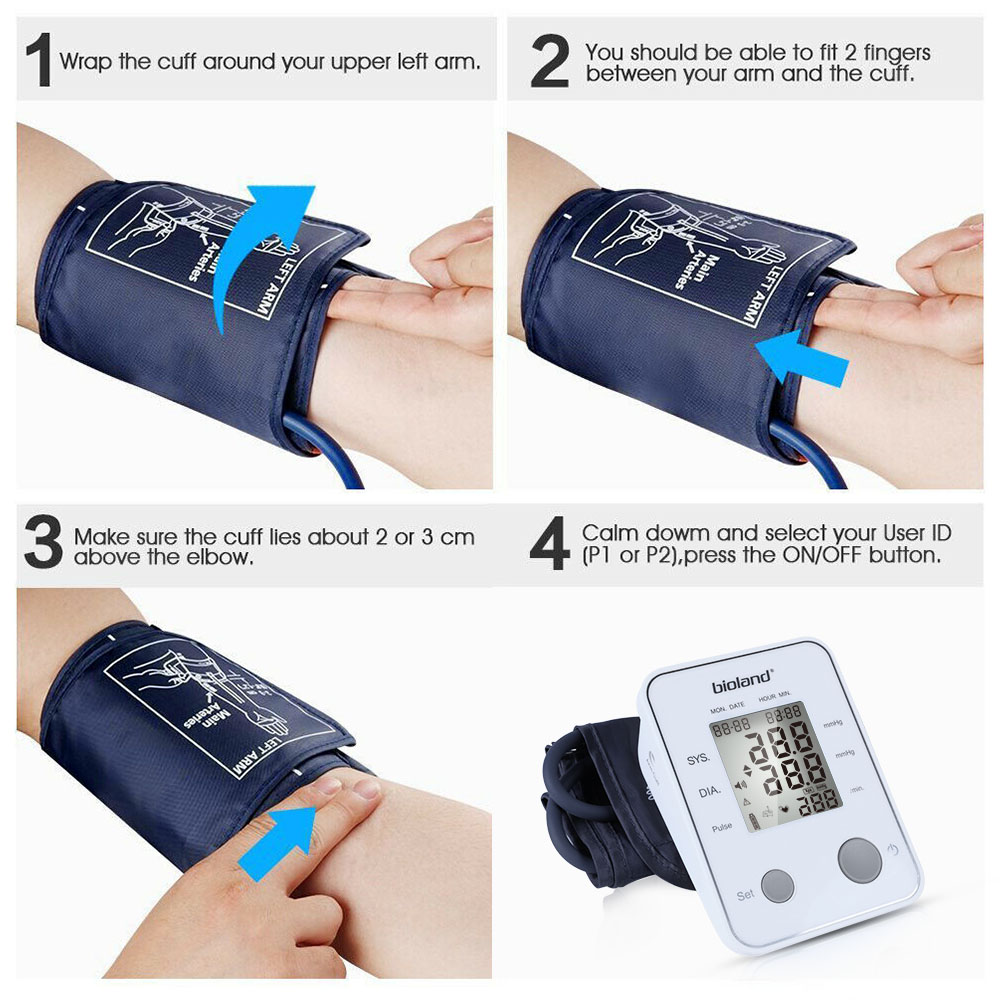 Elektronische Blutdruckmessung Durchführung Blood Pressure Monitor Digitales Blutdruckmessgerät Für Den Oberarm – Automatisch Mit LCD-Anzeige Und Pulsmessung LCD Blutdruckmessgerät Blutdruckmessgerät Mit Stethoskop