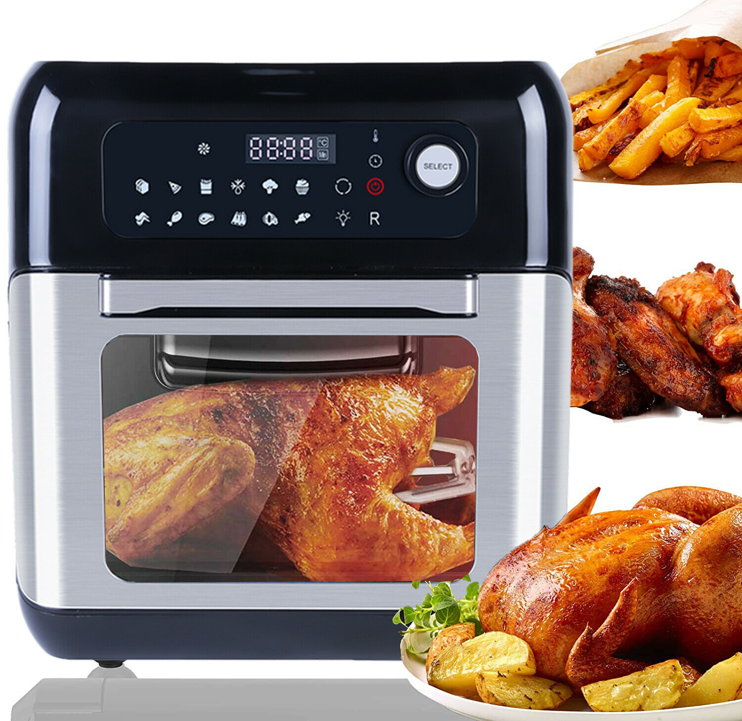 Digital Air Fryer 10L Air Oven Low Fat Healthy Cooker 1500W Oil Free  Rotisserie