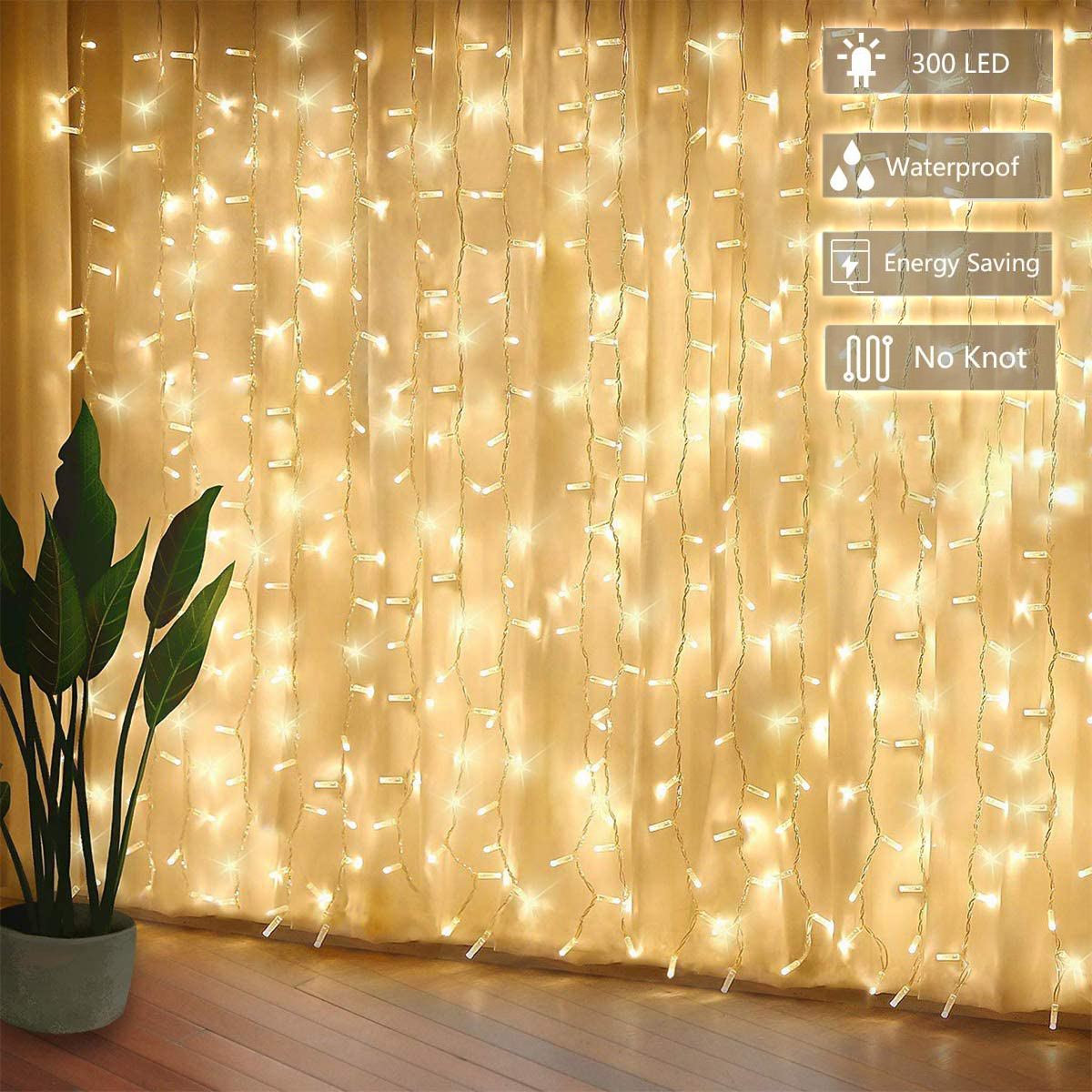 LED Lichternetz Lichtervorhang Lichterkette für Innen/Außen Deko