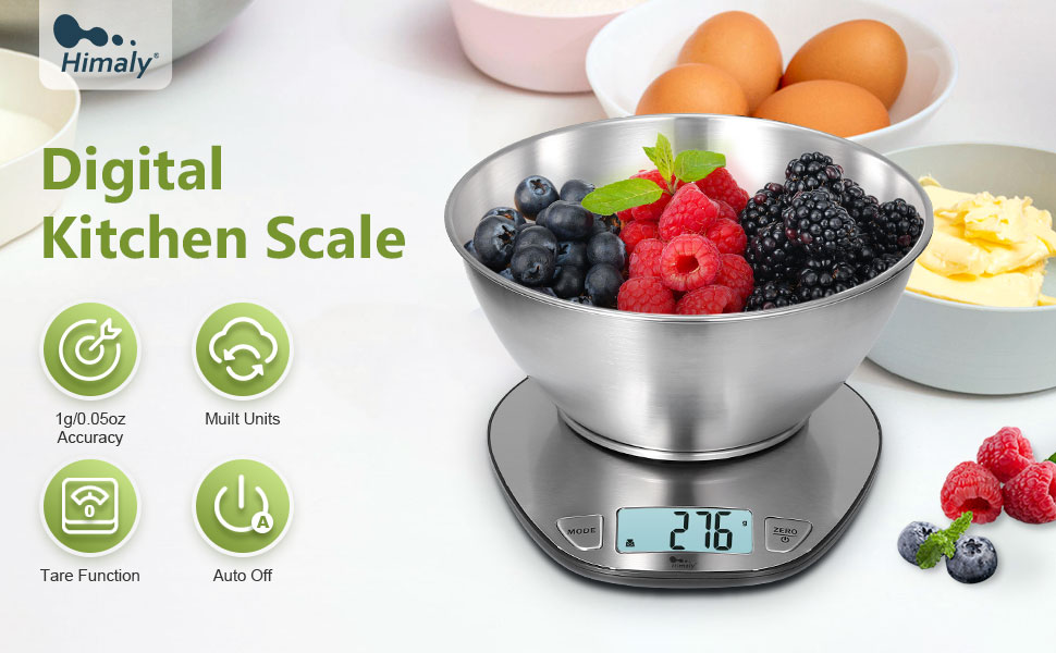 LCD Digital Kitchen Scale with Bowl Electronic Weight Diet Food Balance Cooking