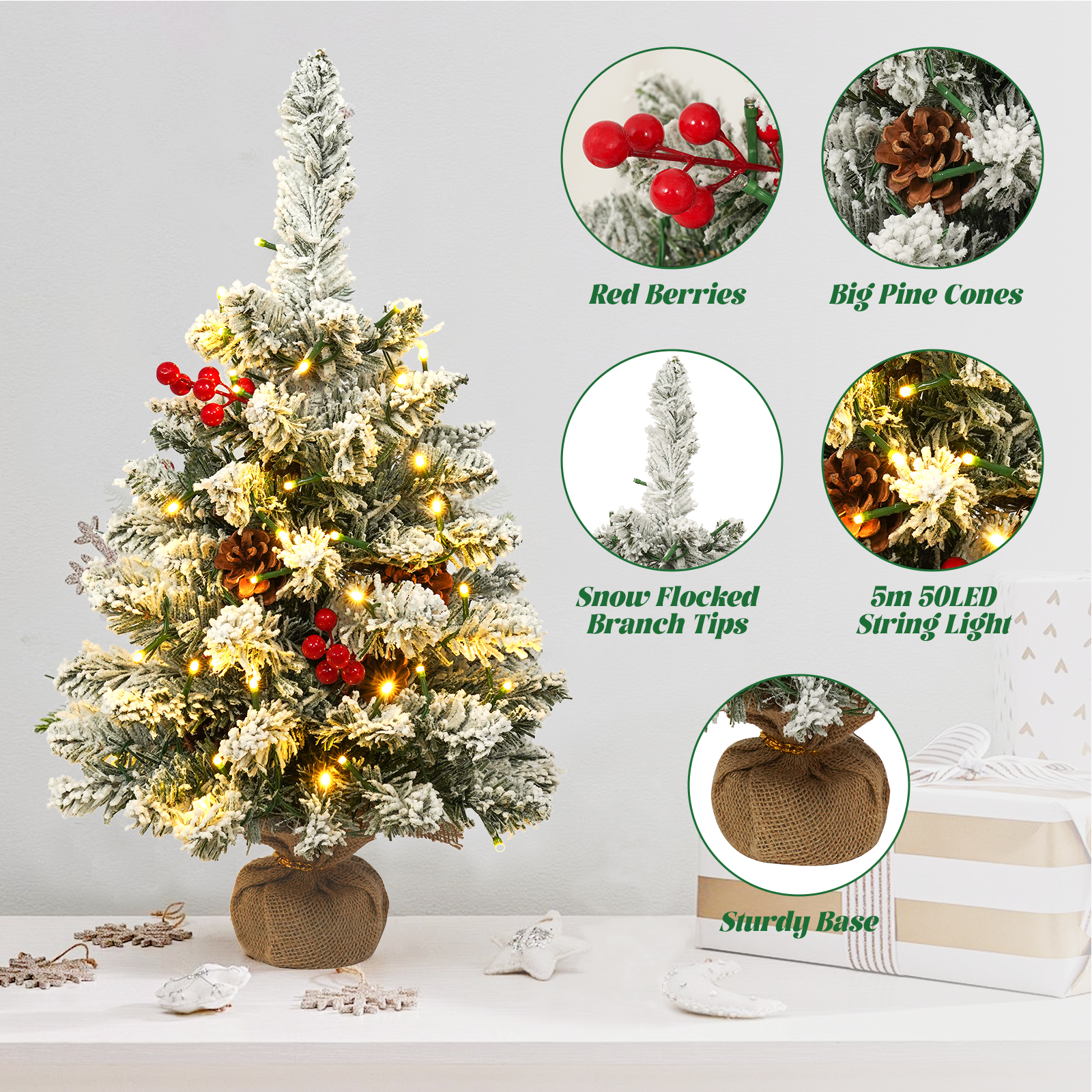 Mini Weihnachtsbaum klein Knstlicher Tannenbaum Tischplatte Dekoration 55  60cm | eBay.de