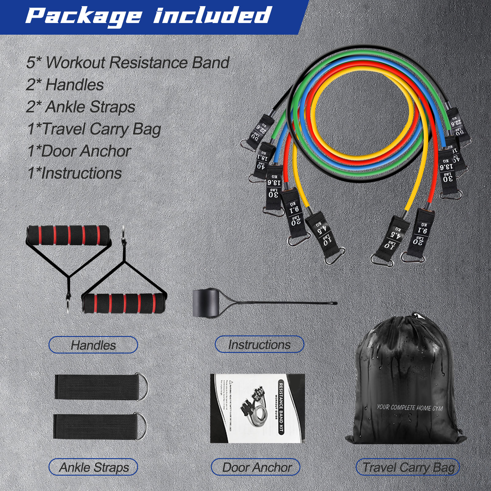 Himaly Resistance Bands Set with Accessories