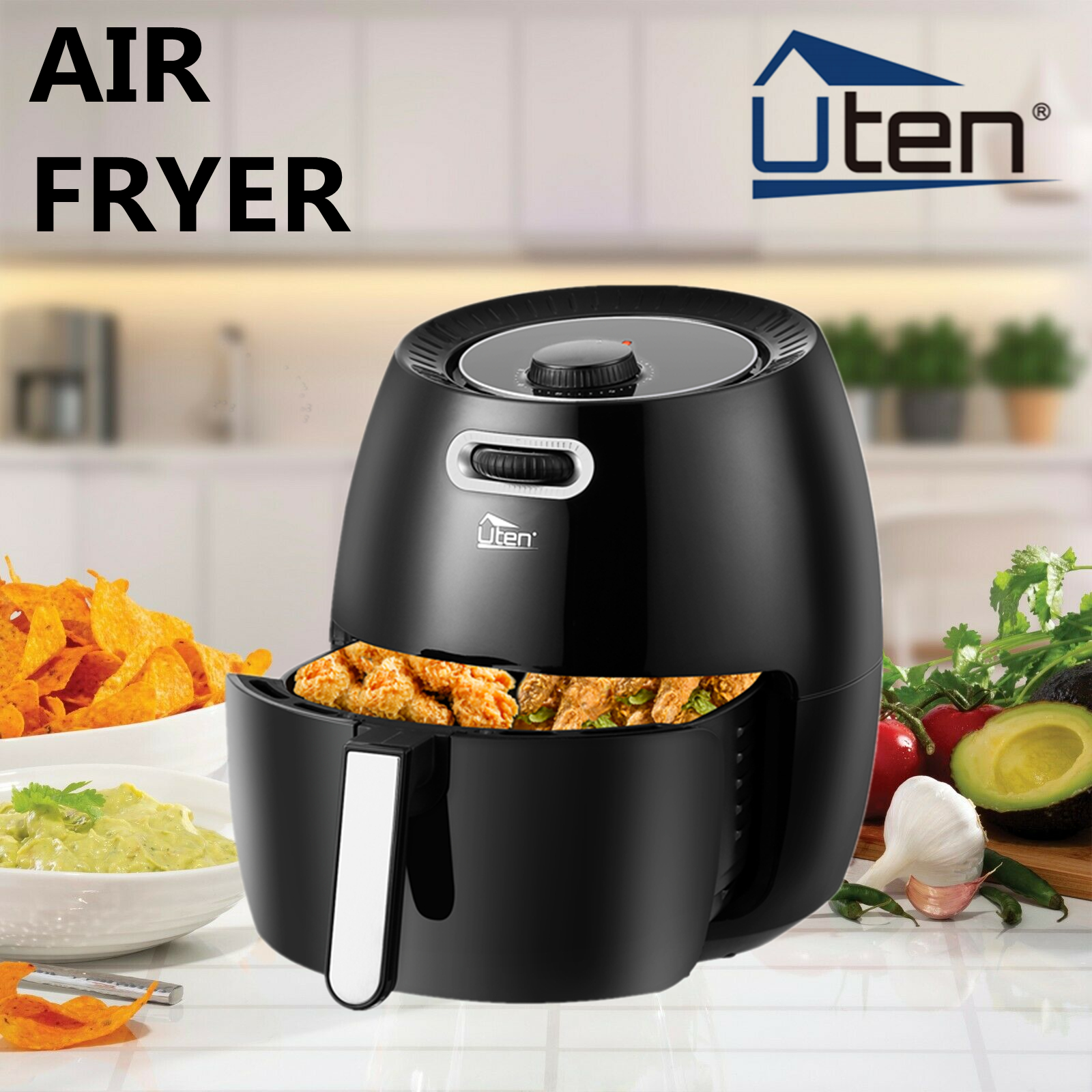 UTEN Air Fryer 1800W 6.5L Pan With Basket Digital Health Chip Oil Free