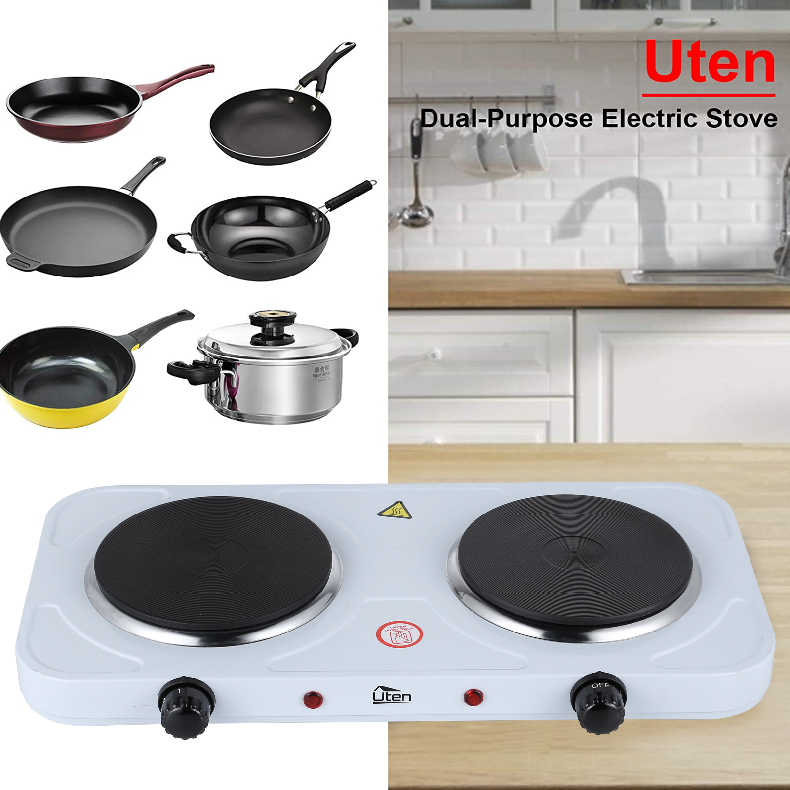 Electric Hot Plate Double Ring 2000W Portable Table Top Kitchen Cooker