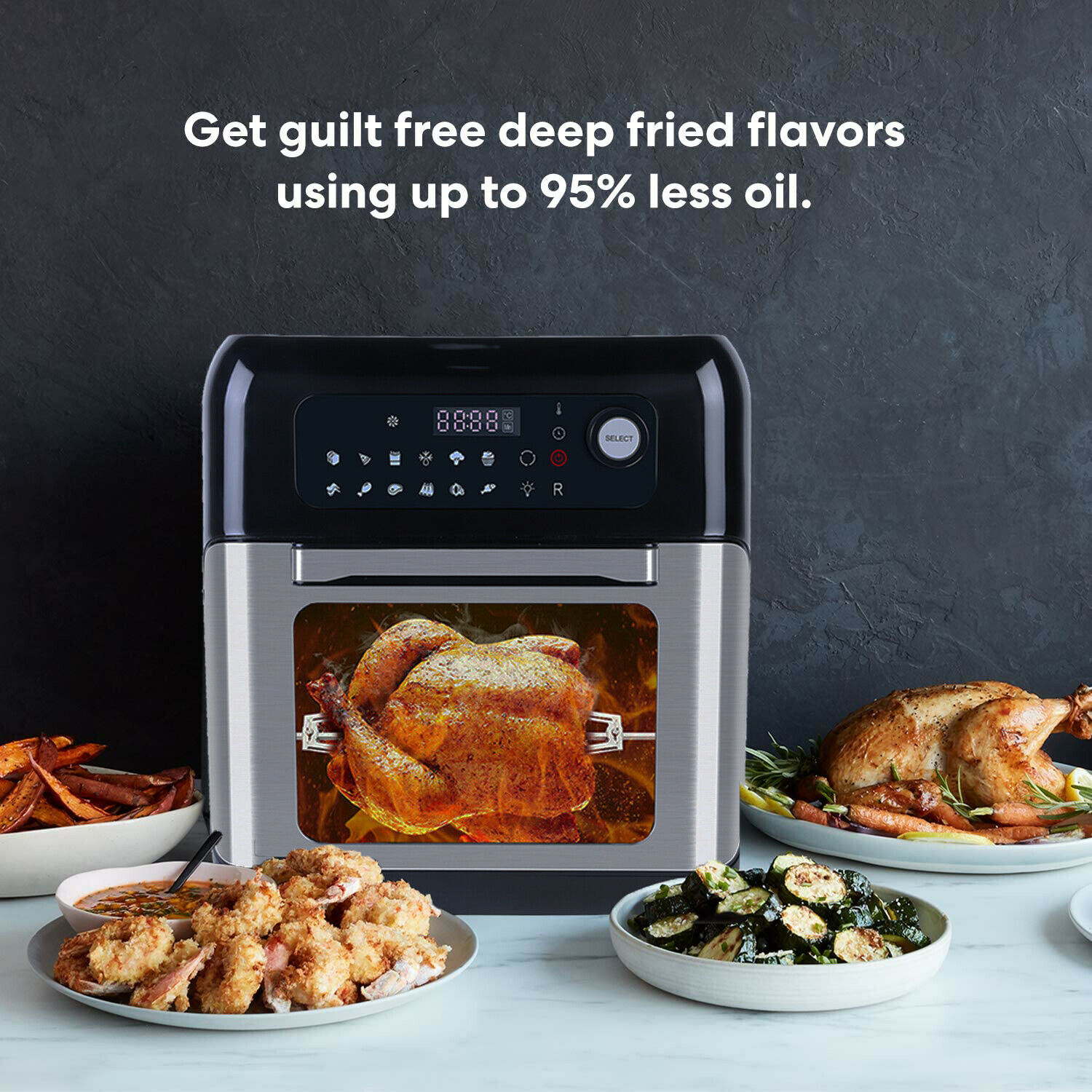 UTEN Air Fryer 10L 1500W Low Fat Healthy Oven Cooker Oil Free XXL ...