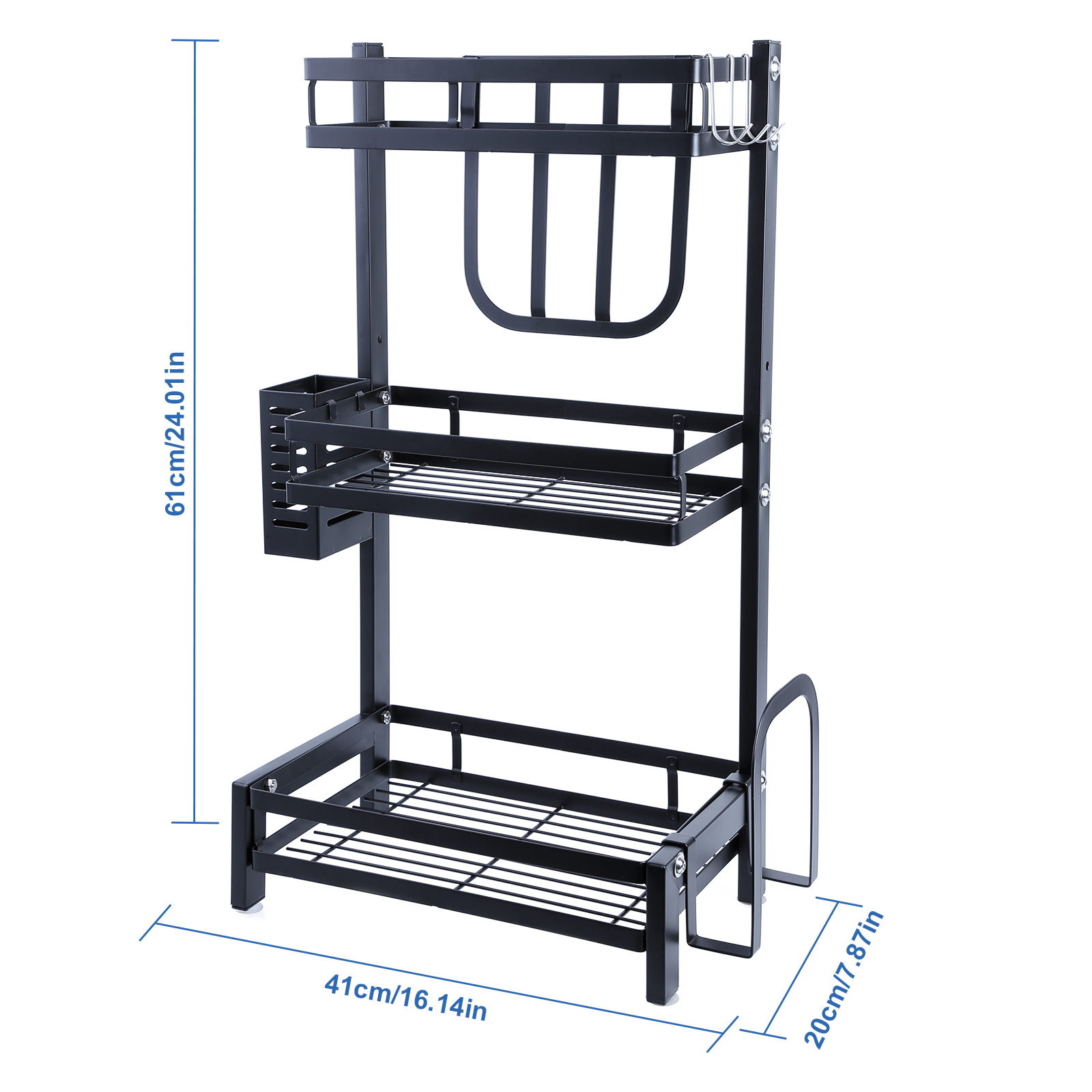 Küchenregal 3 Etagen 3 Haken Gewürzregal Organisator Stand Lagerregal